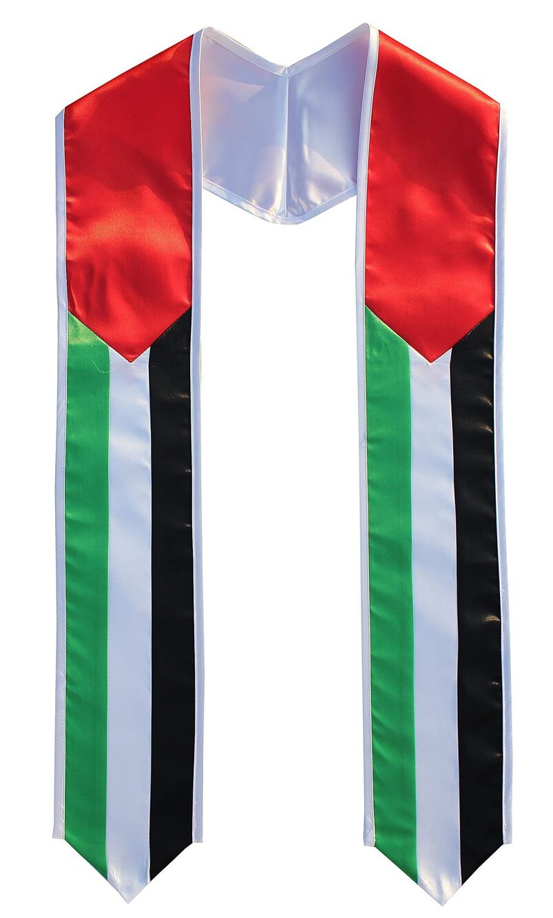 9349 Palestine/American Combo Graduation Flag Stole Sash Scarf